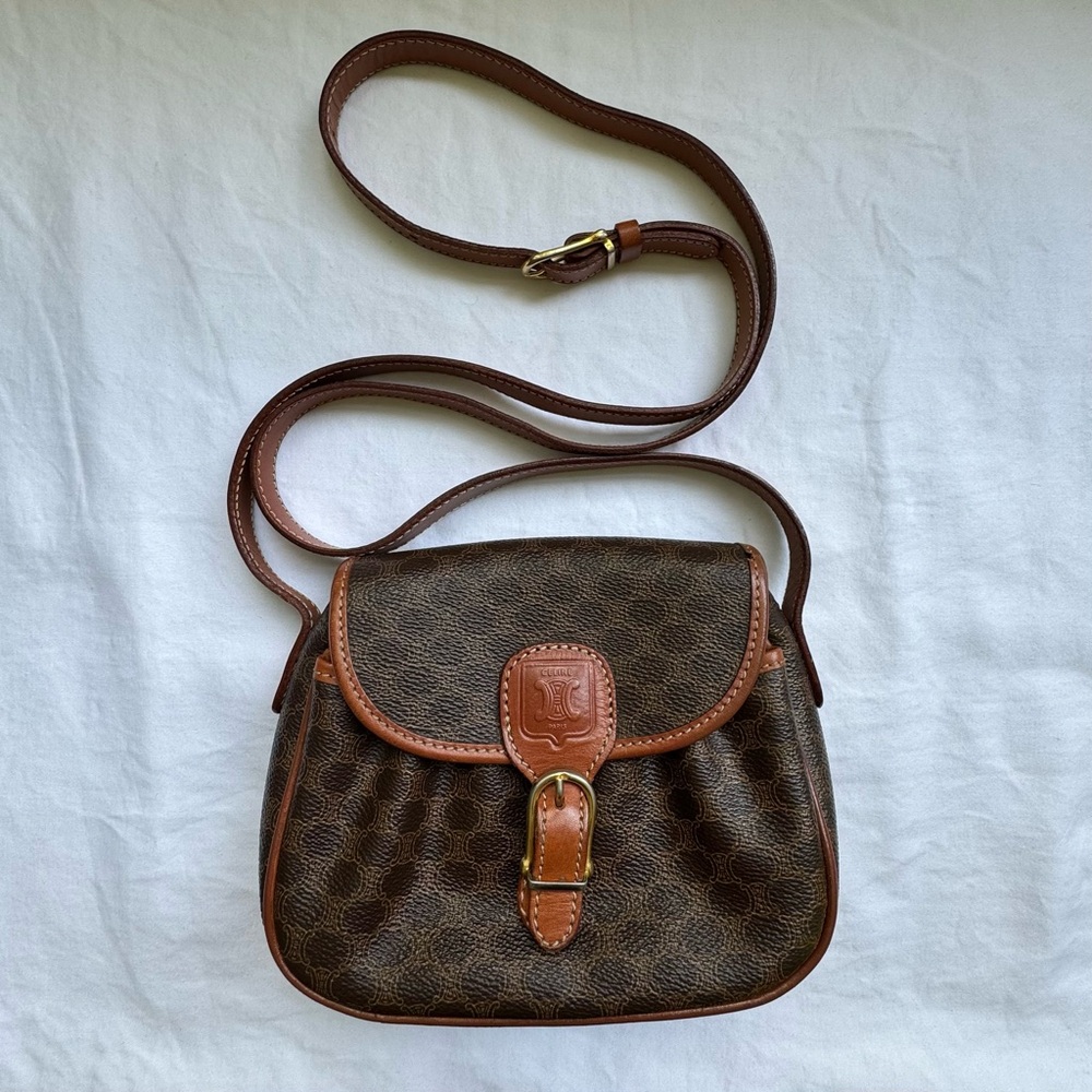 Vintage Celine Macadam Crossbody Bag – Brown Monogram, Snap Flap, 90s Style - Picture 7 of 9